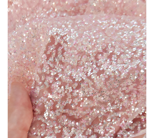 35-1 Розово-белое деграде глиттерная ткань, крупные блестки