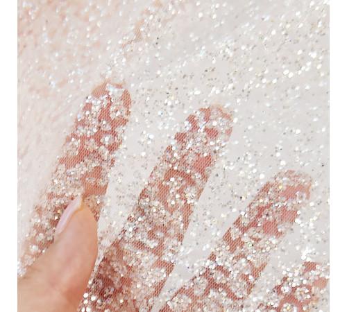 35-1 Розово-белое деграде глиттерная ткань, крупные блестки