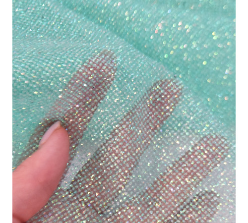 09 Нежно-салатовая глиттерная ткань, мелкие блестки