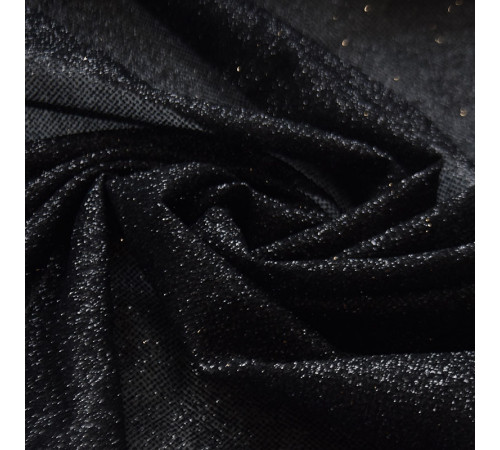 02-2 Черная глиттерная ткань, мелкие блестки