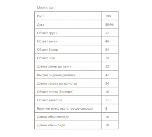 Лекала базовой конструкции гимнастического купальника. Рост 100см. PDF-файл