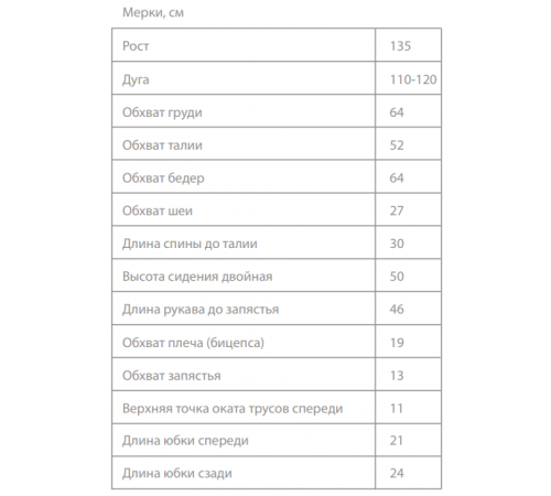Лекала базовой конструкции гимнастического купальника. Рост 135см. PDF-файл + распечатанные лекала