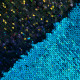 19-1 Голубой насыщенный-черный, двусторонняя пайеточная ткань на трикотаже