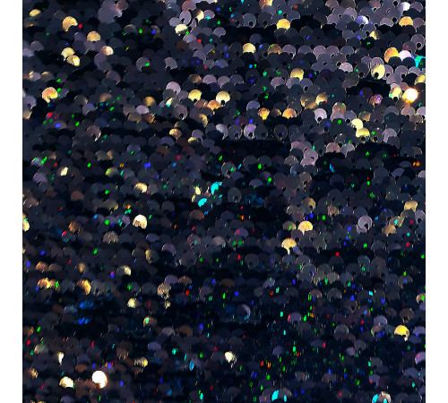 19-1 Голубой насыщенный-черный, двусторонняя пайеточная ткань на трикотаже