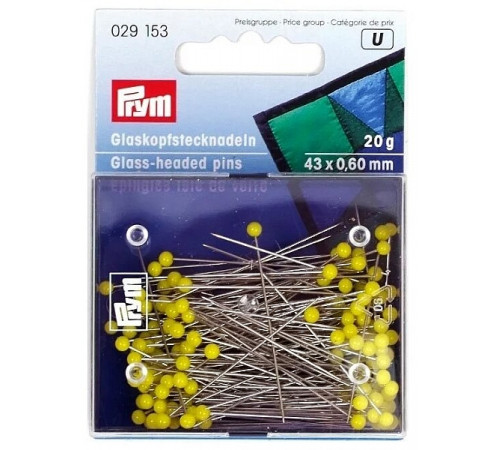 Булавки с желтыми стеклянными головками PRYM 