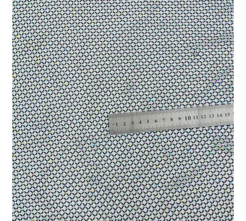 02-2 Черная крупно-ячеестая сетка со стразами, стразы Crystal AB 