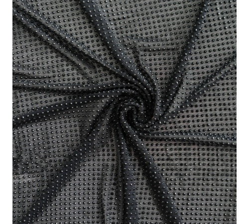 02-5 Черная стрейч-сетка со стразами, стразы Jet