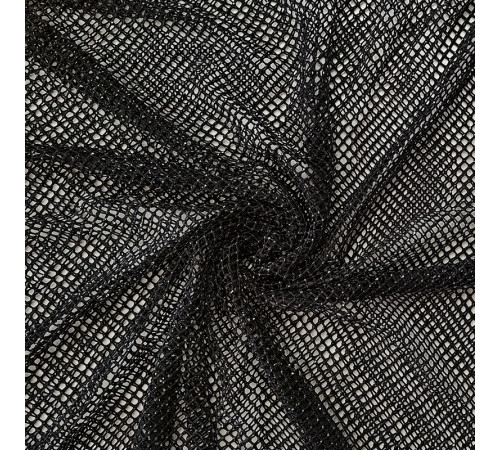 02-1 Черная крупно-ячеестая сетка со стразами, стразы Jet