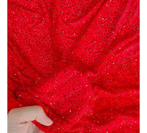 46-2 Красная стрейч-сетка со стразами, стразы Siam-Lt Siam