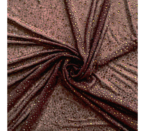 53 Коричневая срейч-сетка со стразами, стразы Burgundy