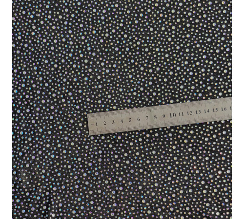 02-6 Черная стрейч-сетка со стразами, стразы Crystal АВ