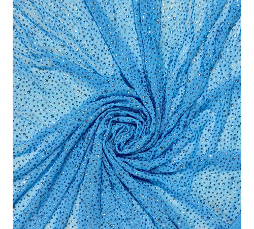 11 Светло-голубая стрейч-сетка со стразами, стразы Lt Sapphire