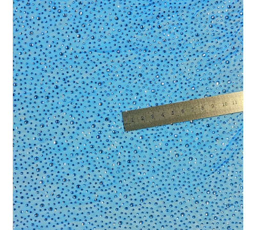 11 Светло-голубая стрейч-сетка со стразами, стразы Lt Sapphire