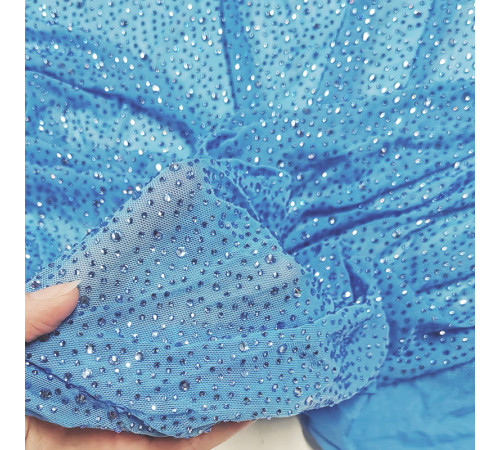 11 Светло-голубая стрейч-сетка со стразами, стразы Lt Sapphire