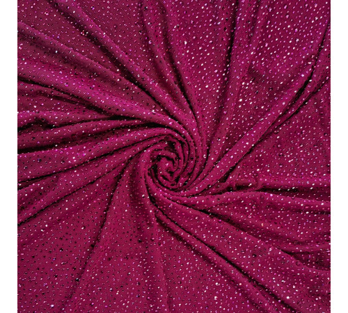 33 Темно-малиновая стрейч-сетка со стразами, стразы Fuchsia