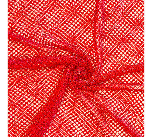 46-1 Красная крупно-ячеестая сетка со стразами, стразы Siam-Lt Siam